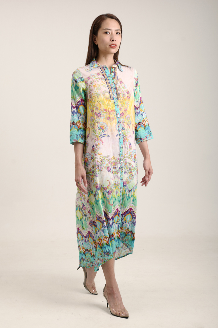 Maxi Sơ Mi Đính Kim Loại Cotton Isla Bonita IB28921-PR