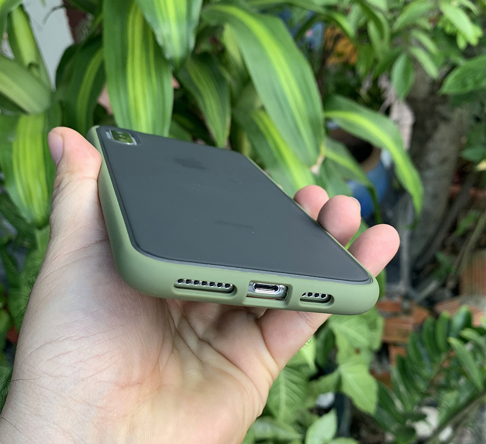 Ốp lưng chống sốc dành cho iPhone X vs iPhone XS nút bấm màu cam - Màu xanh