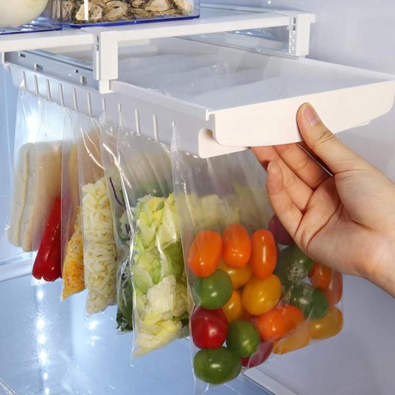 Giá Đựng Thực Phẩm Có Khóa Kéo Tiện Lợi Cho Tủ Lạnh
