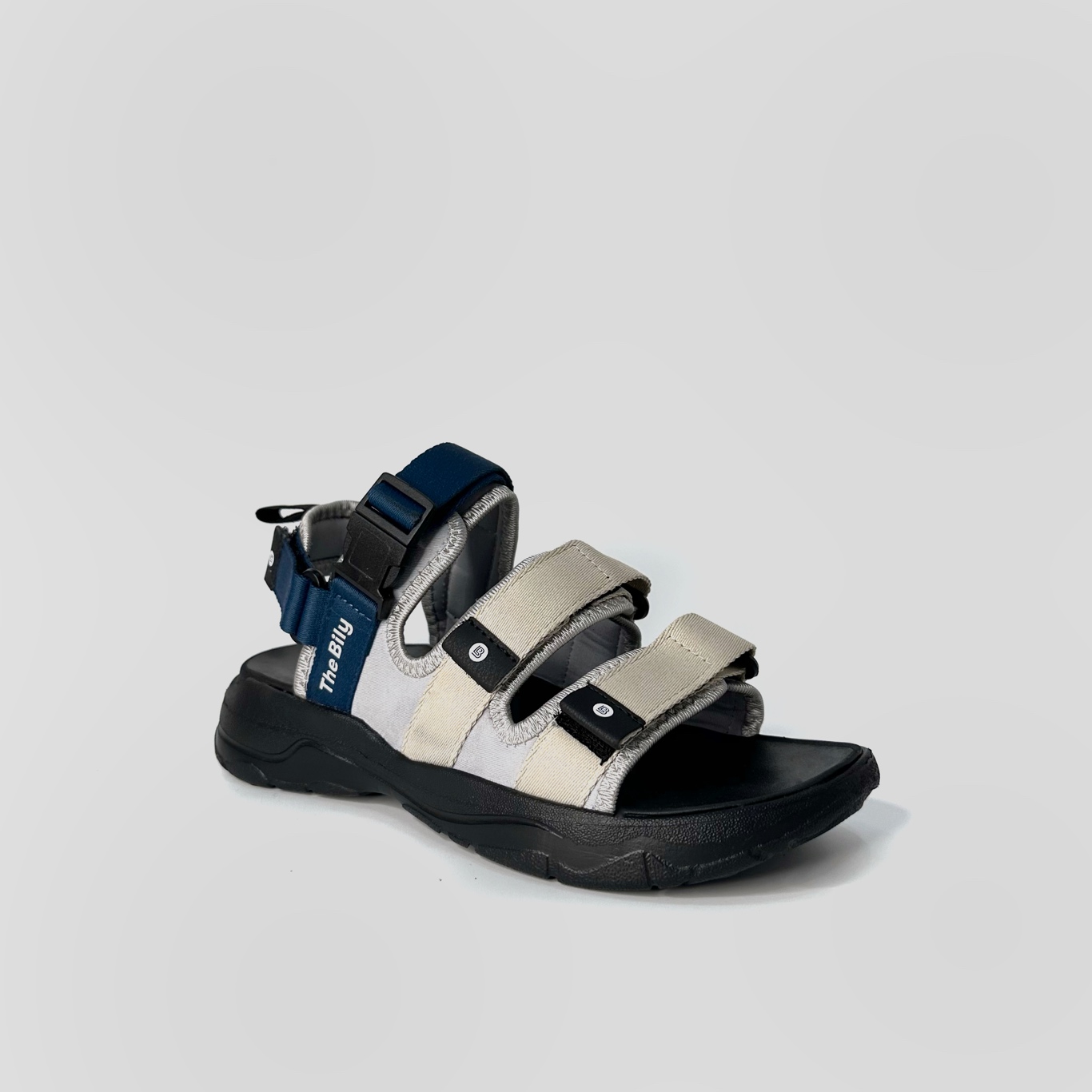 Giày Sandal Nam Nữ Unisex The BiLy Quai Ngang Dây Dù Đế IP Siêu Êm Nhẹ Màu Xanh Kem-BL08