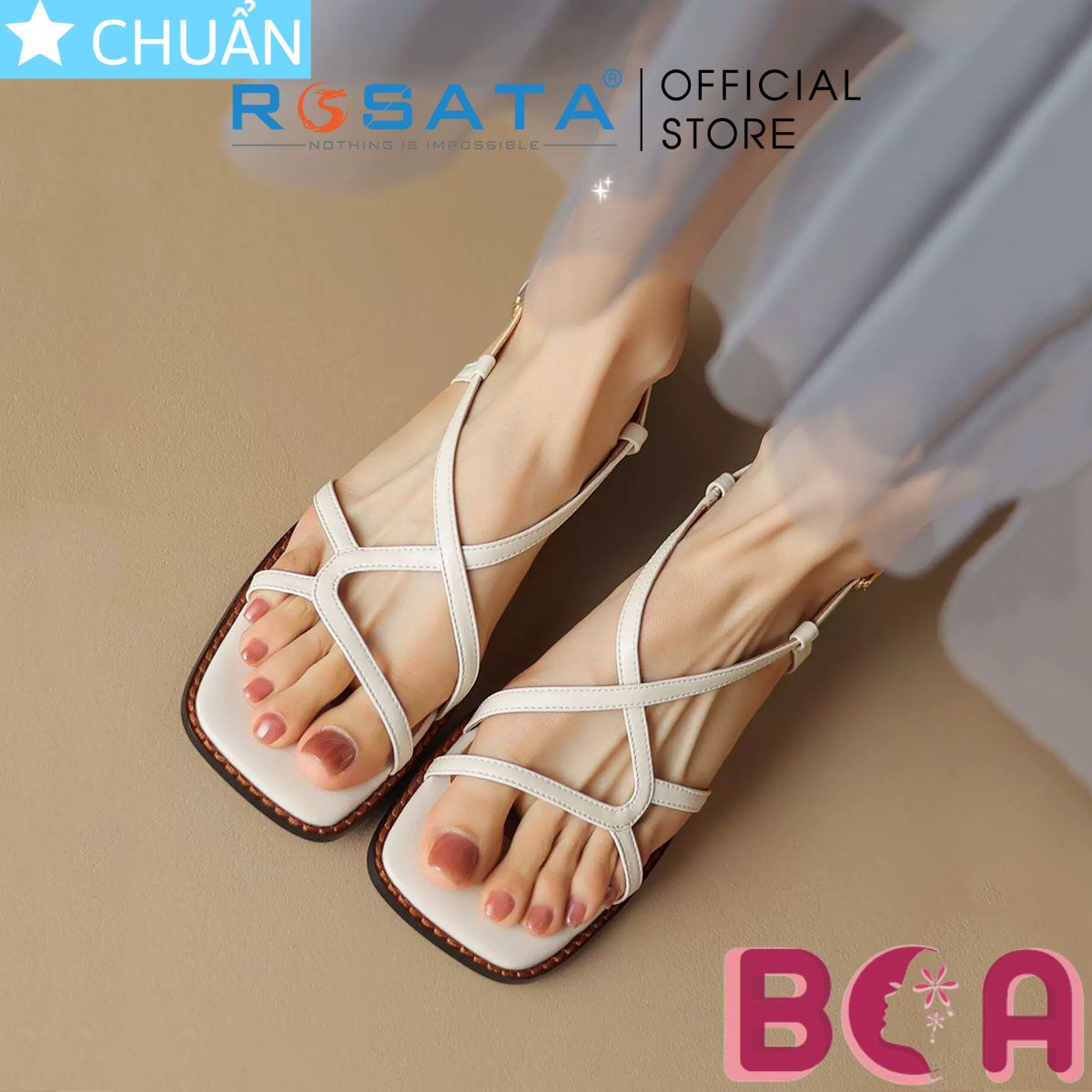 Xăng đan nữ đế thấp 2 phân RO653 ROSATA tại BCASHOP thiết kế đơn giản nhưng thanh lịch và thoải mái, thời trang