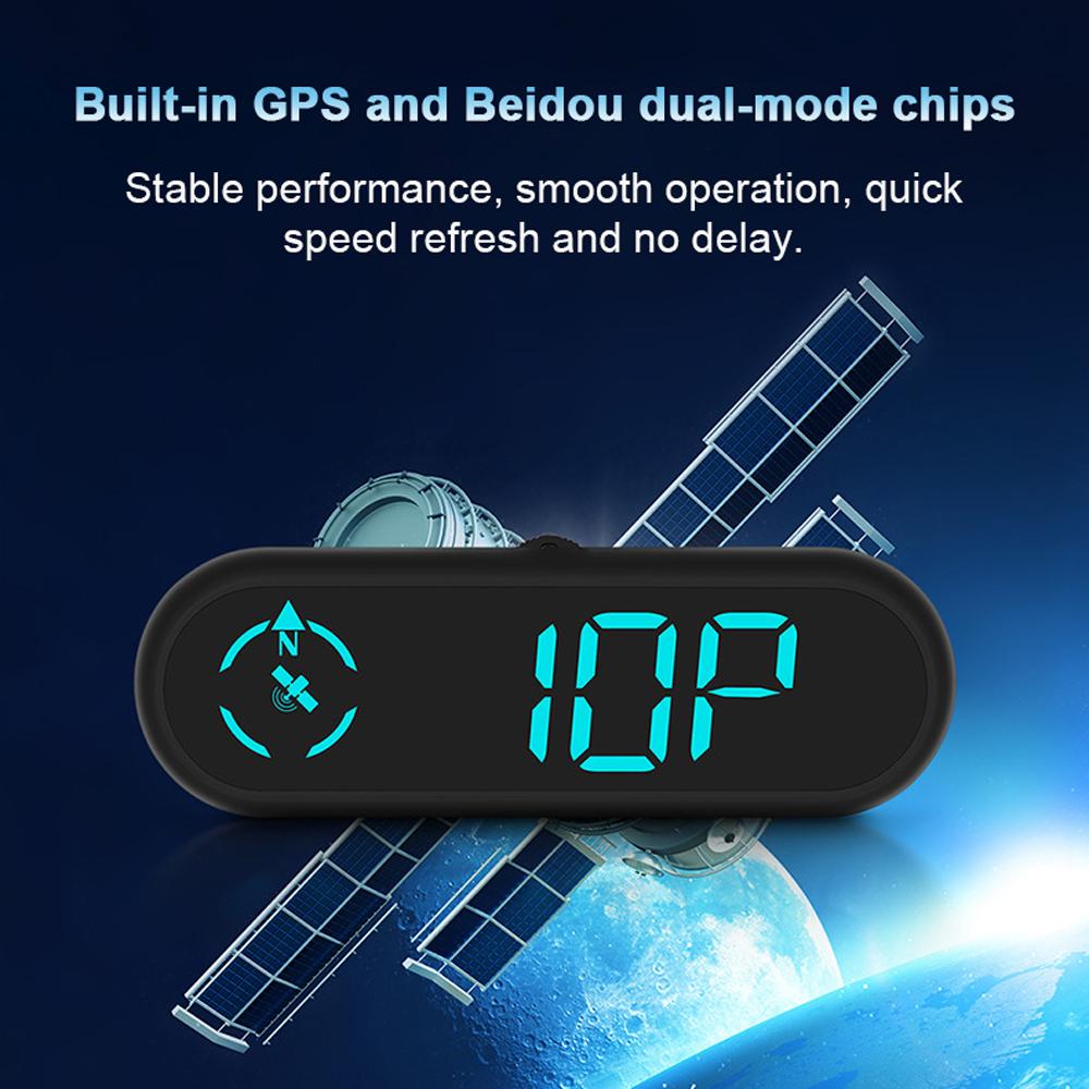 Car HUD Headup Display LED Digital GPS Speedometer Support Overspeed Alarm Fatigue Driving Reminder with Light Sensor