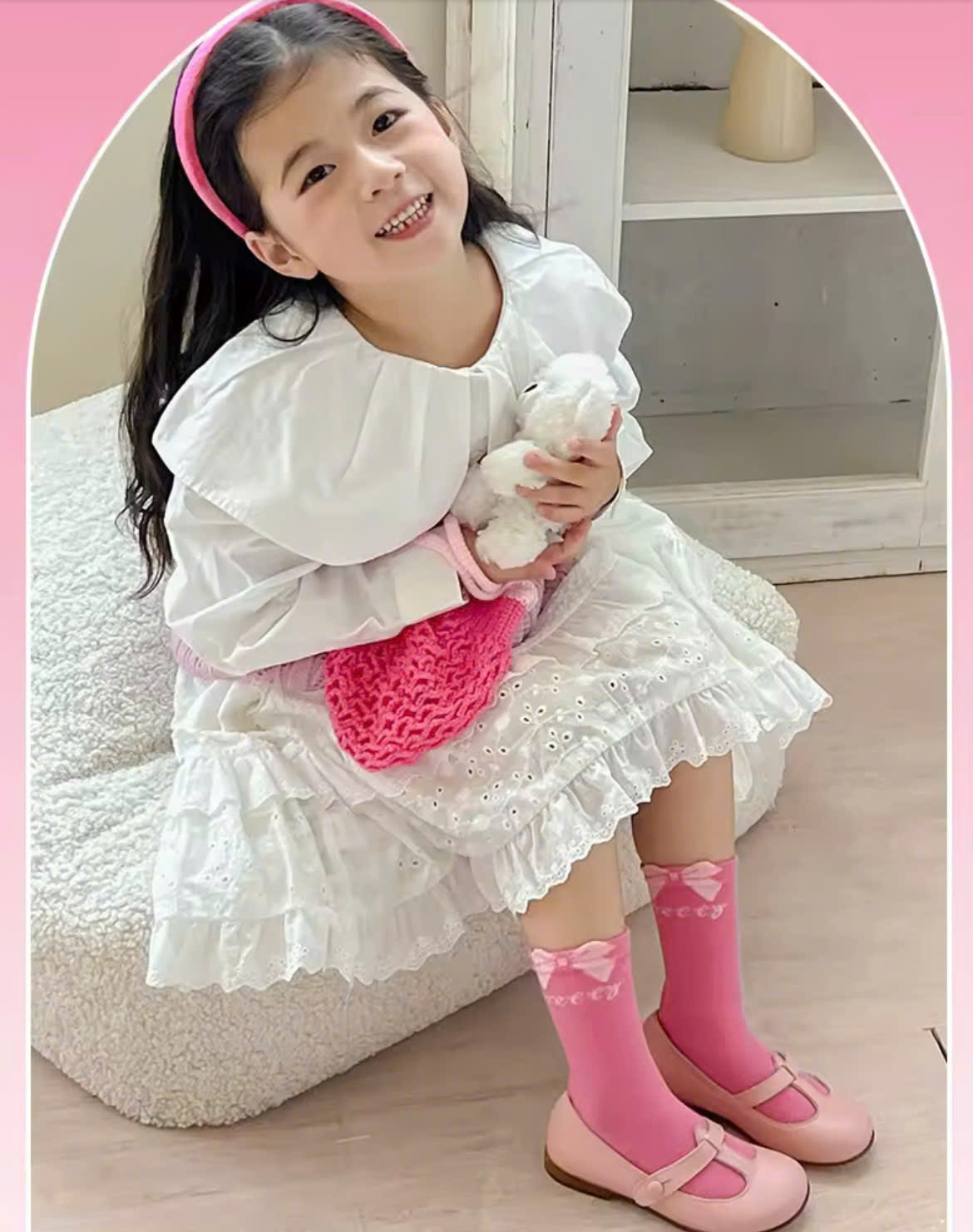 SET 5 ĐÔI TẤT VỚ NƠ HỒNG SIÊU XINH DỄ THƯƠNG