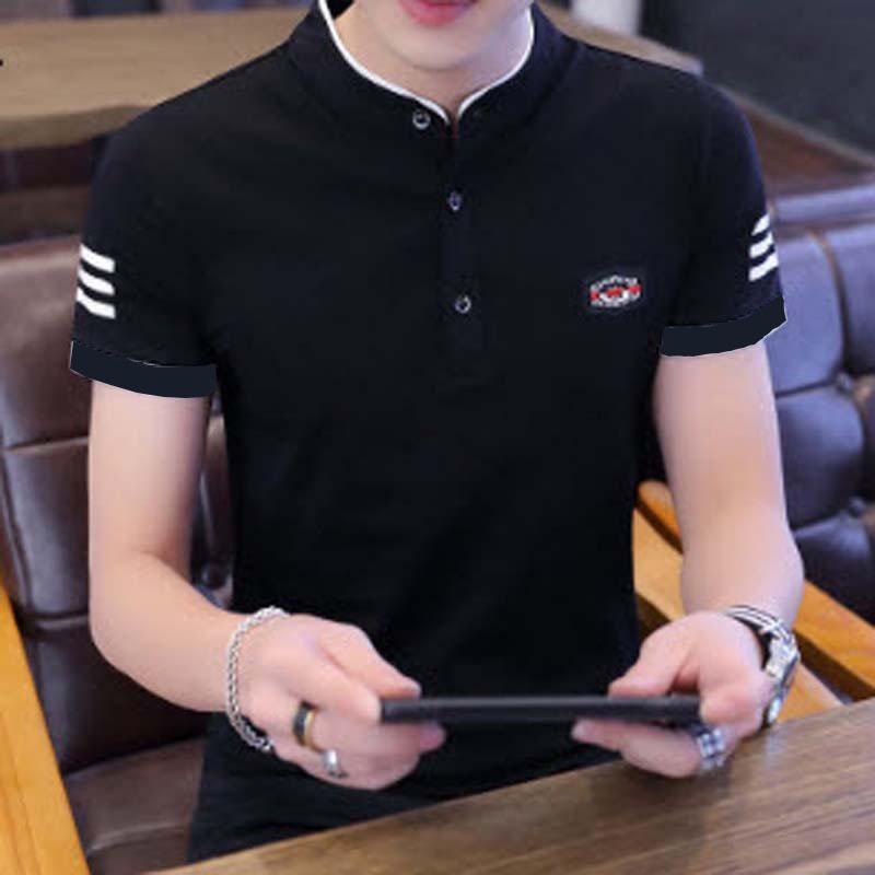 Áo thun nam đẹp cổ trụ tay ngắn phom áo suông vải thun cotton co giãn thoải mái MKT11