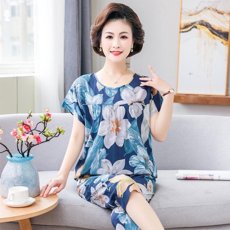 Bộ đồ mặc nhà trung niên nữ BD02 set bộ áo cộc tay quần lửng vải lanh mát lịm cho bà cho mẹ món quà vô cùng ý nghĩa