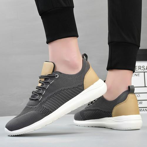 Giày Sneaker nam vải dệt thoáng khí, đế cao su 100% siêu êm