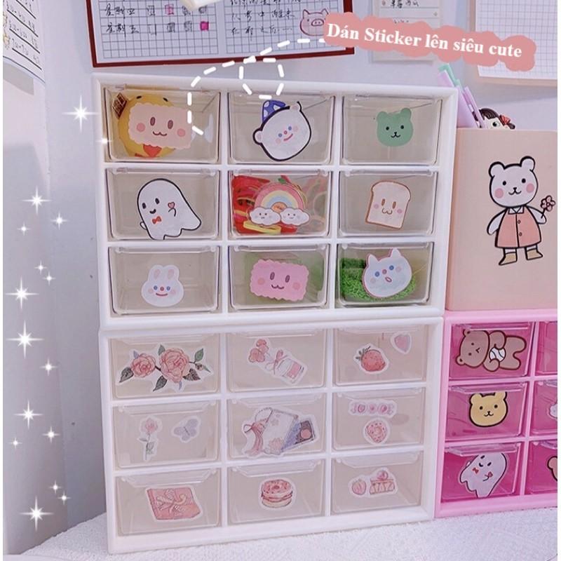 Tặng Kèm 1 Tấm Sticker Khi Mua Tủ Mini 9 Ngăn Decor Góc Học Tập Phòng Học Siêu Xinh Kệ Nhựa Tiện Dụng Đựng Washi Tape