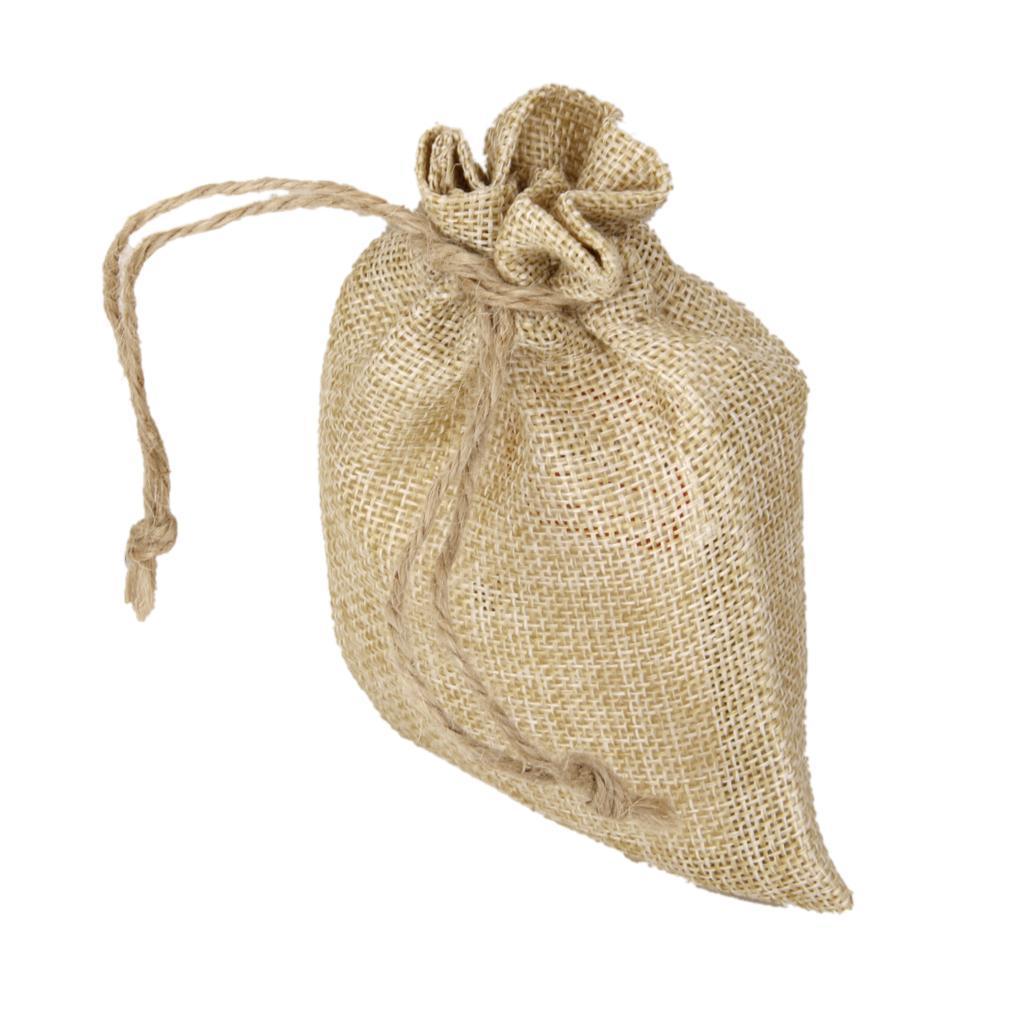 Linen Jewellery Pouch Beads Small Candy Burlap Jute Bag Gift 9.5x12cm