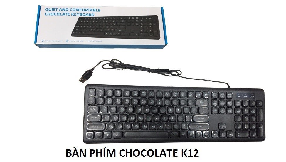 BÀN PHÍM CHOCOLATE K12 USB ĐEN DÀNH CHO NGƯỜI LÀM VĂN PHÒNG -HT