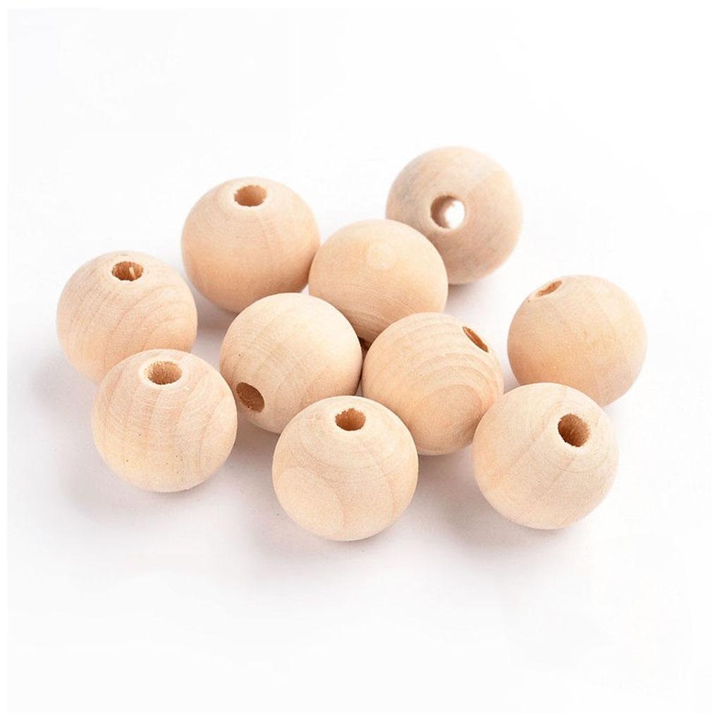 50x 6mm + 50x 10mm Wood Wooden Rustic Beads for Crafts DIY Home Holiday