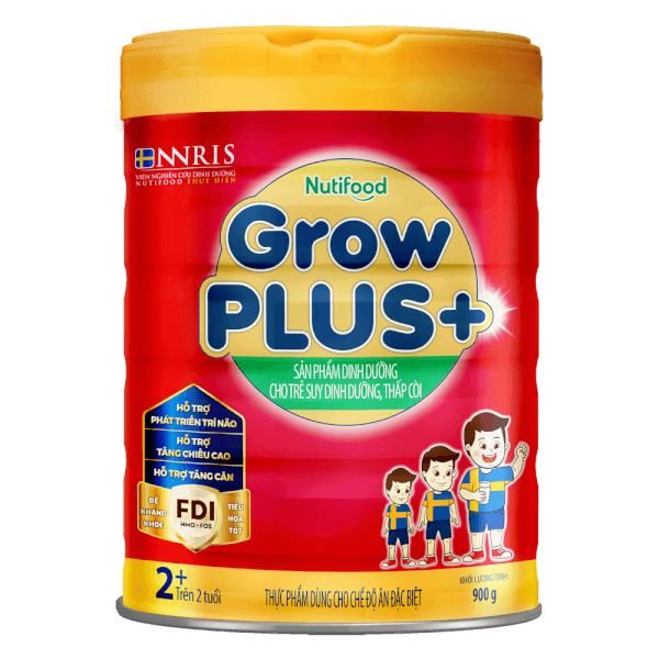 Sữa bột Nutifood GrowPLUS+ Suy Dinh Dưỡng (Đỏ) 2+ Lon 900G