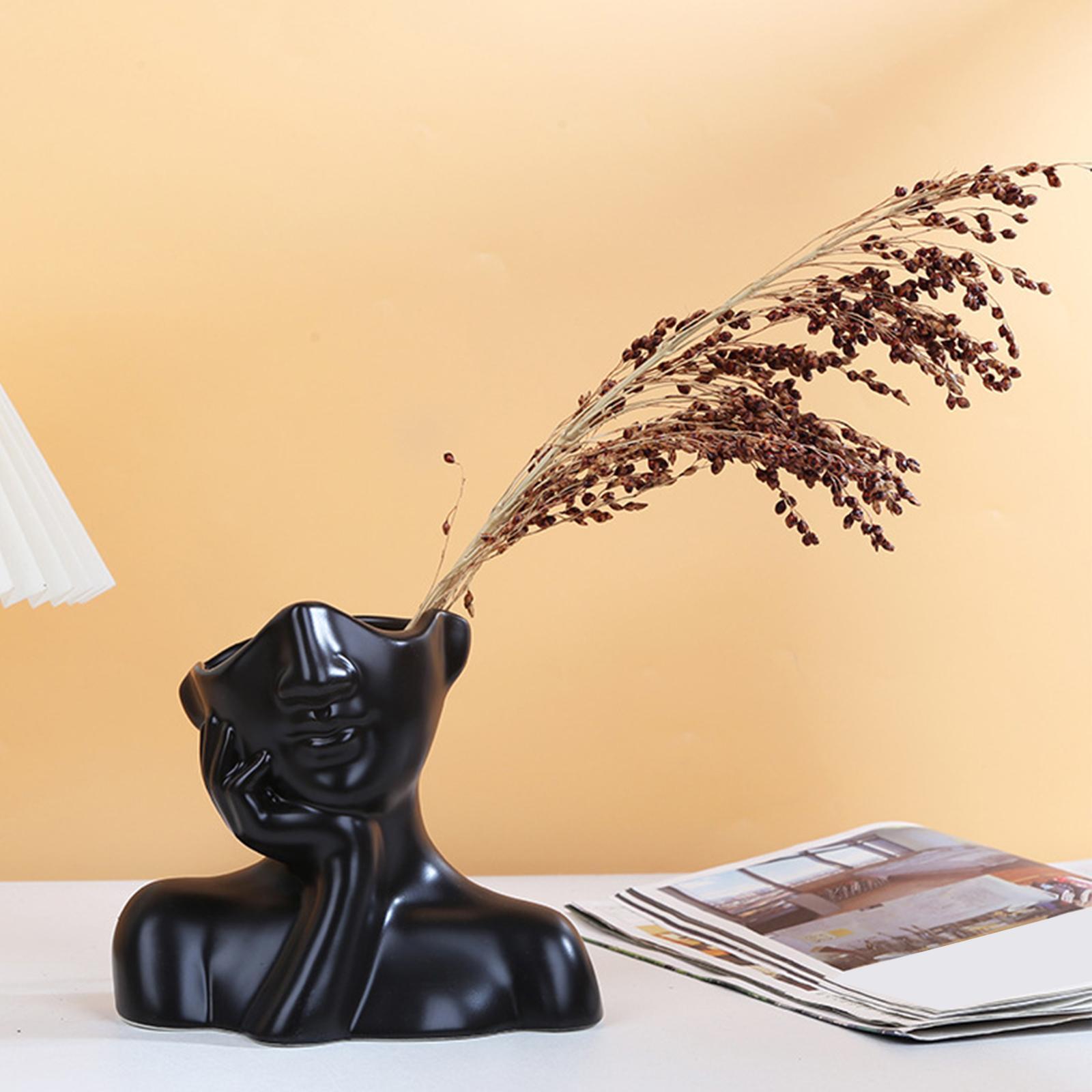 Face Vase Flower Vase Modern Statue Head Shaped Vase for Table Wedding Shelf
