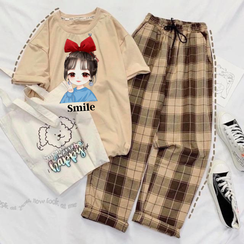 Sét Bộ Nữ SS10, Sét Đồ Nữ Đi Chơi Đẹp In HìnhVà Chữ Cô Gái Nơ Đỏ Dễ Thương