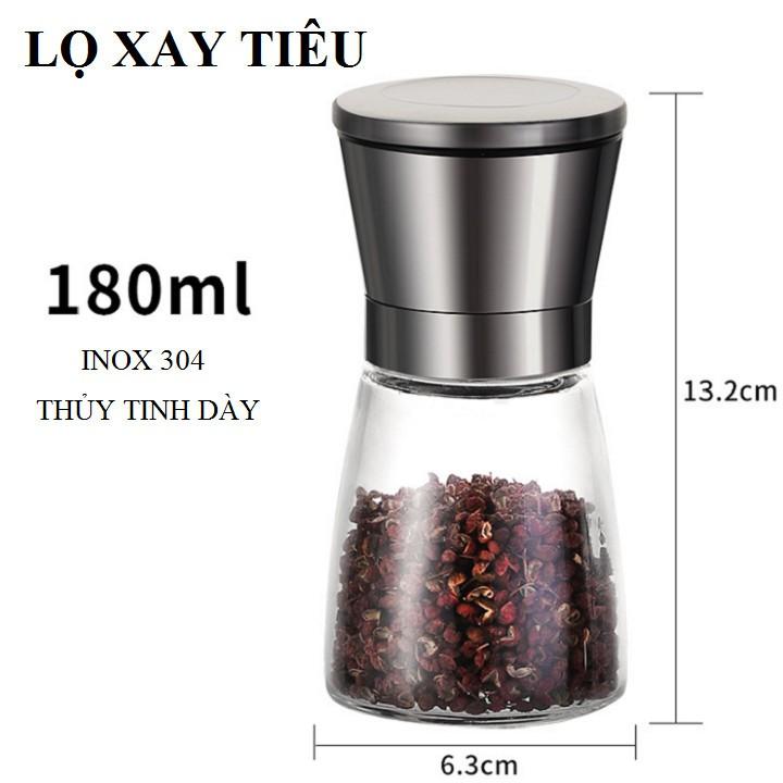 Lọ đựng và xay tiêu bằng thuỷ tinh