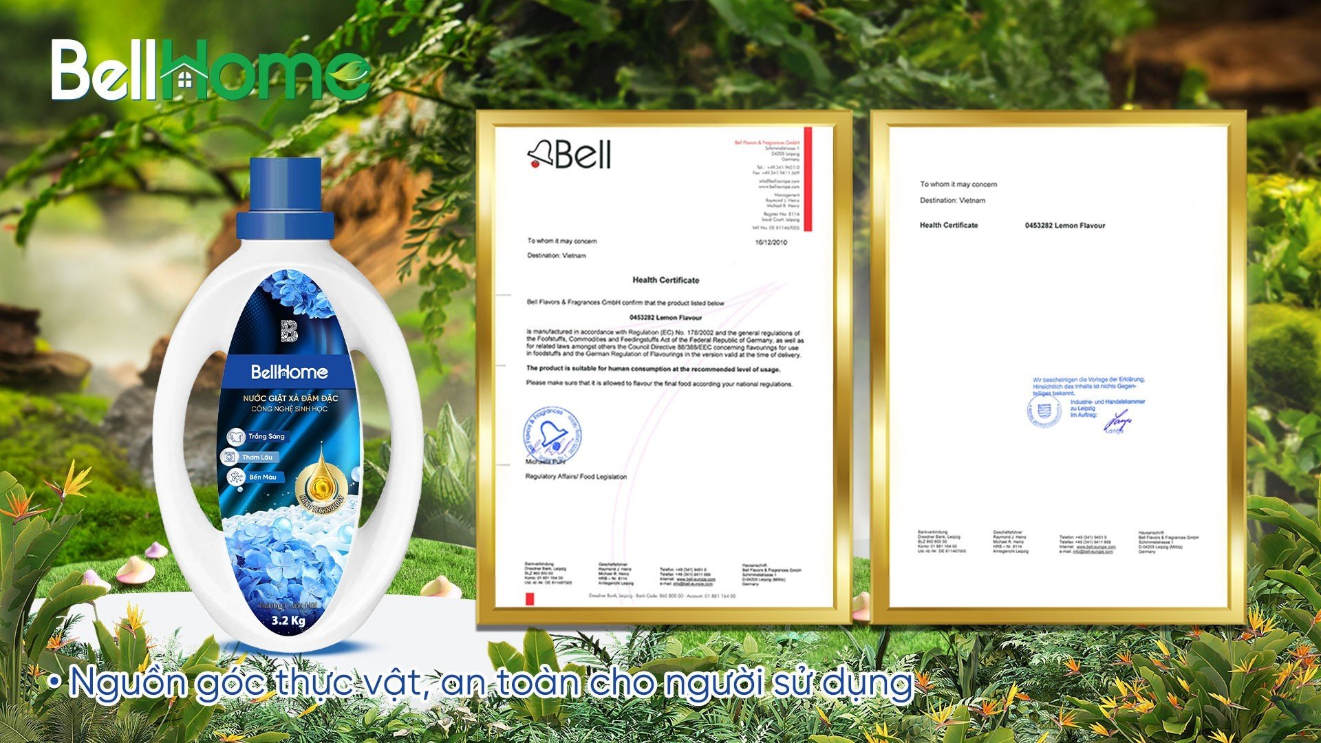 Nước Giặt Xả Công Nghệ Sinh Học Bell Home Hương Sang Trọng 3,2kg