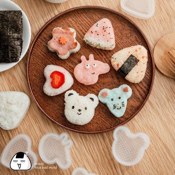 Set 7 Khuôn cơm nắm Onigiri nhiều hình (hoa, trái tim,...), khuôn 7 khuôn làm đồ ăn dặm cho bé