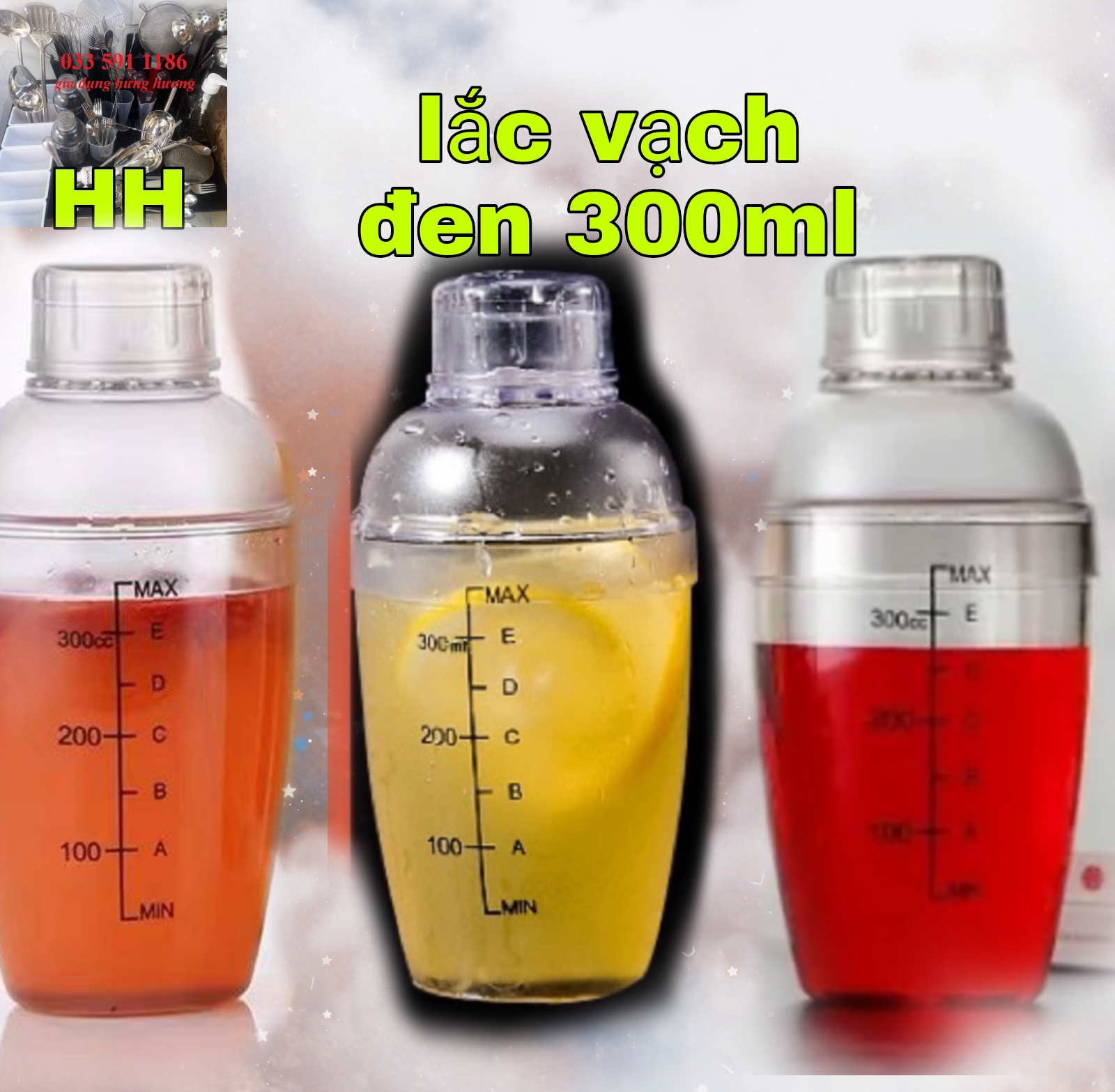 Bình lắc Shaker pha chế nhựa chia vạch đen 700ml