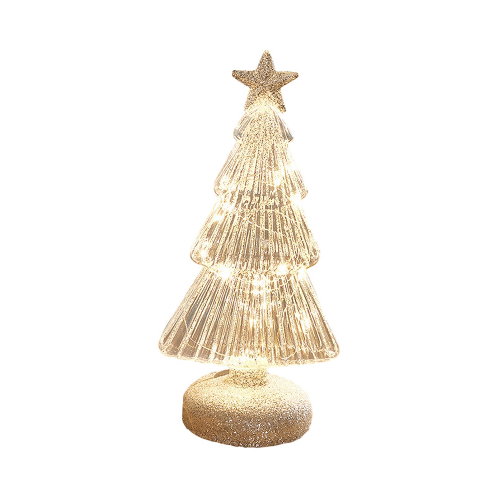 Christmas Tree Glass Night Light Twinkle Table Lamp for Holiday Party Indoor