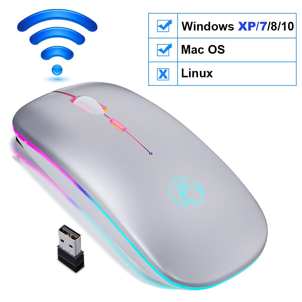Chuột Không Dây Bluetooth RGB Sạc Máy Tính Mause Im Lặng Công Thái LED Chuột Quang USB Backlit Chuột Cho Laptop