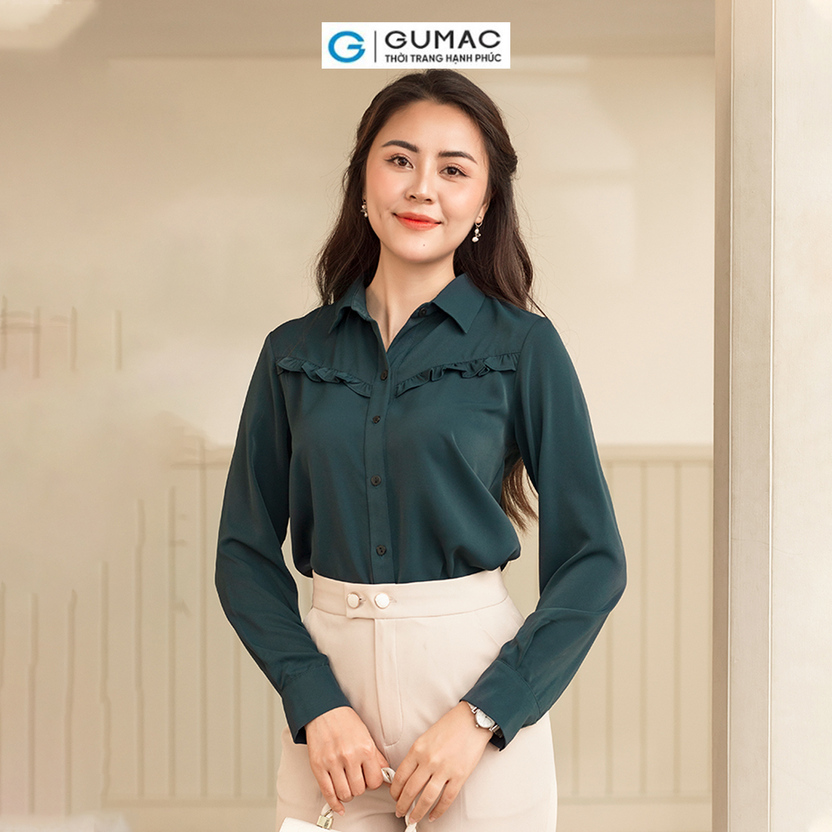 Quần tây nữ ống đứng quai dê 2 nút tôn dáng thời thượng thanh lịch thời trang GUMAC QD06059