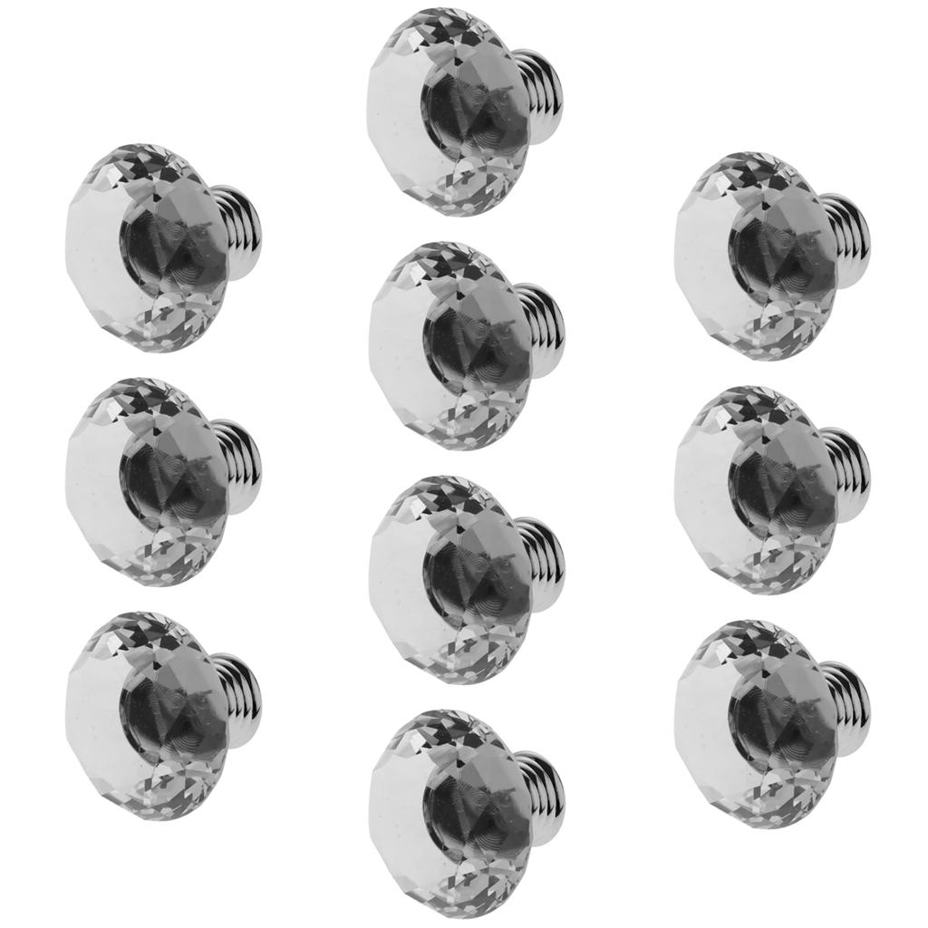 10x Glass Diamond Door Knob Drawer Dresser Pull Handle Cabinet Hardware