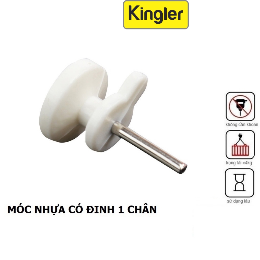 Móc Nhựa Đinh 1 Chân Đóng Tường Tiện Dụng, Chắc Chắn Treo Tranh, Ảnh và Đồ Dùng Nhỏ Gia Đình, Kingler 2219Set10