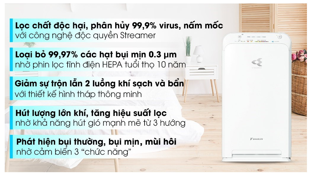 Máy lọc không khí Daikin MC40UVM6-7 23W - Hàng Chính Hãng - Chỉ Giao Hà Nội