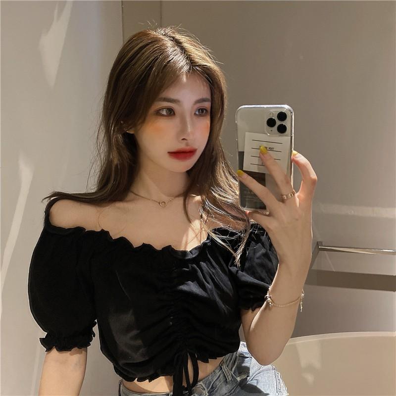 Áo trễ vai croptop rút ngực ulzzang phong cách Hàn Quốc  Áo hở vai rúm ngực ulzzang C48 - Maoshop