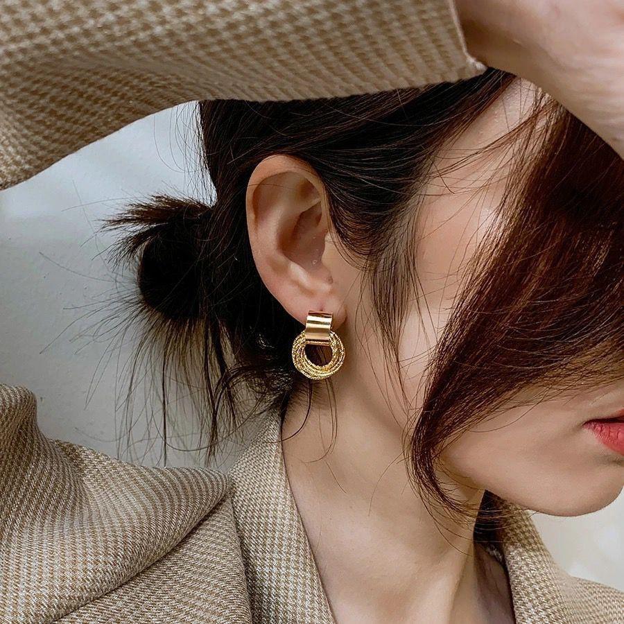 Bông tai khuyên tai nữ vòng mạ vàng thiết kế đơn giản sang trọng