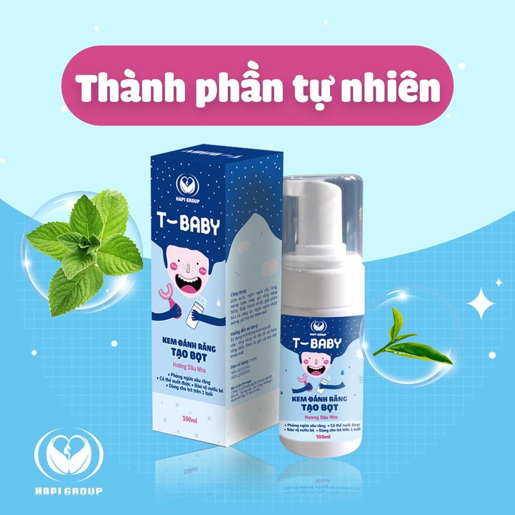 Kem Đánh Răng Tạo Bọt T- Baby- 100ml, giúp bé giảm sâu răng, hà răng, viêm lợi