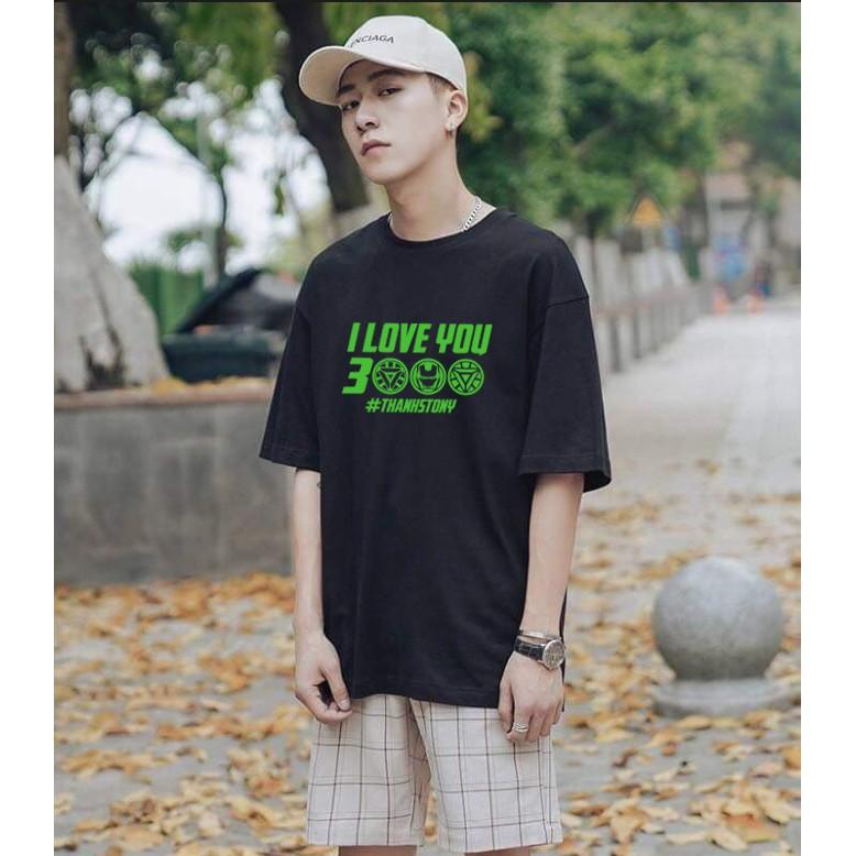 Áo Thun Tay Lỡ Unisex Đen Huyền Bí I Love You 3000