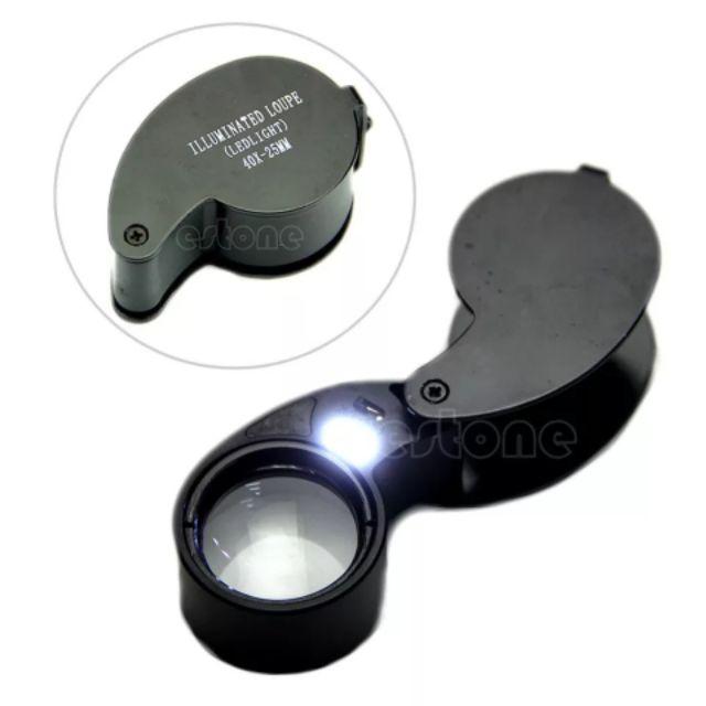 Kính lúp bỏ túi 40x25 MM có đèn