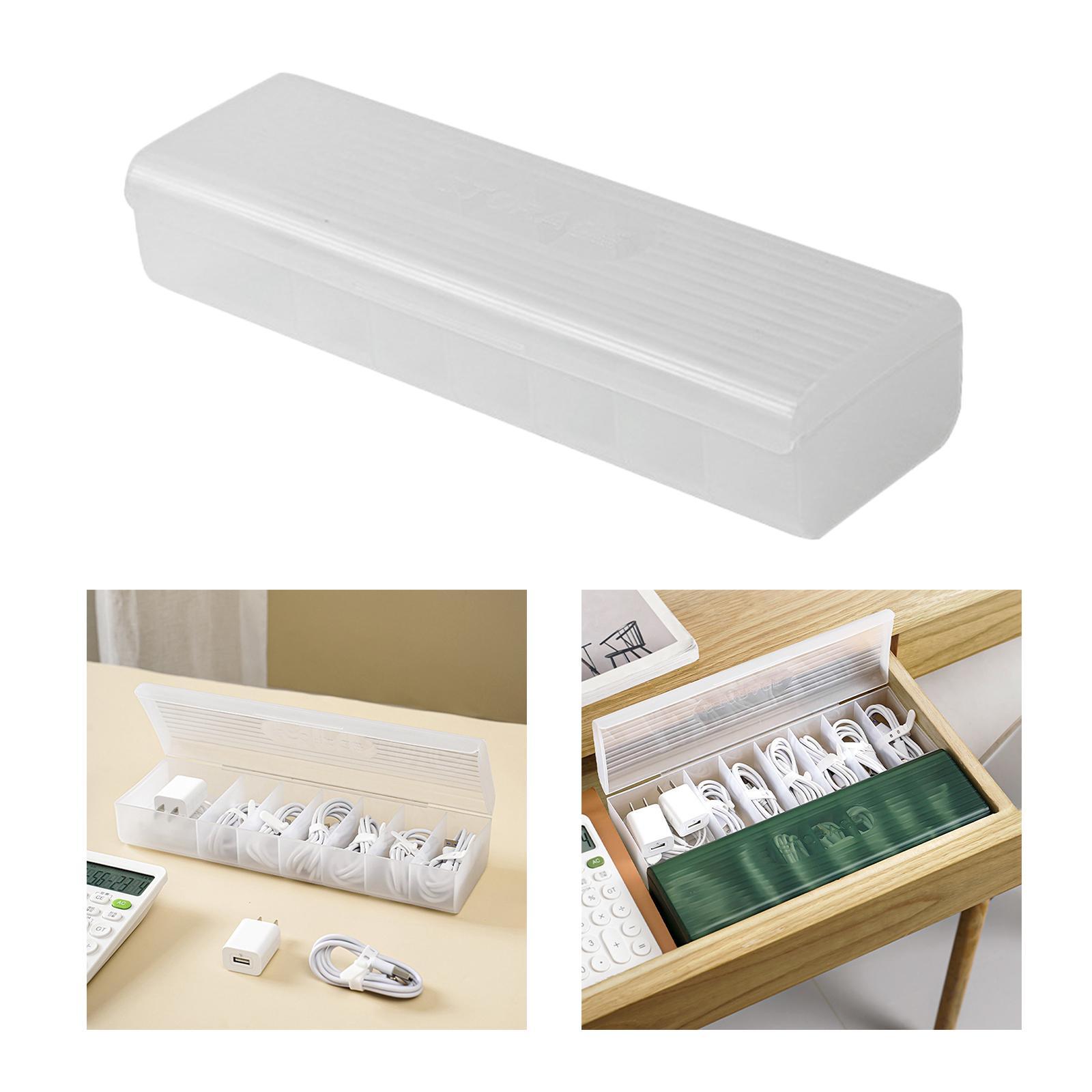 2x Charge Cable Management, Cable Cord Storage Box, Portable with Lid, Desktop