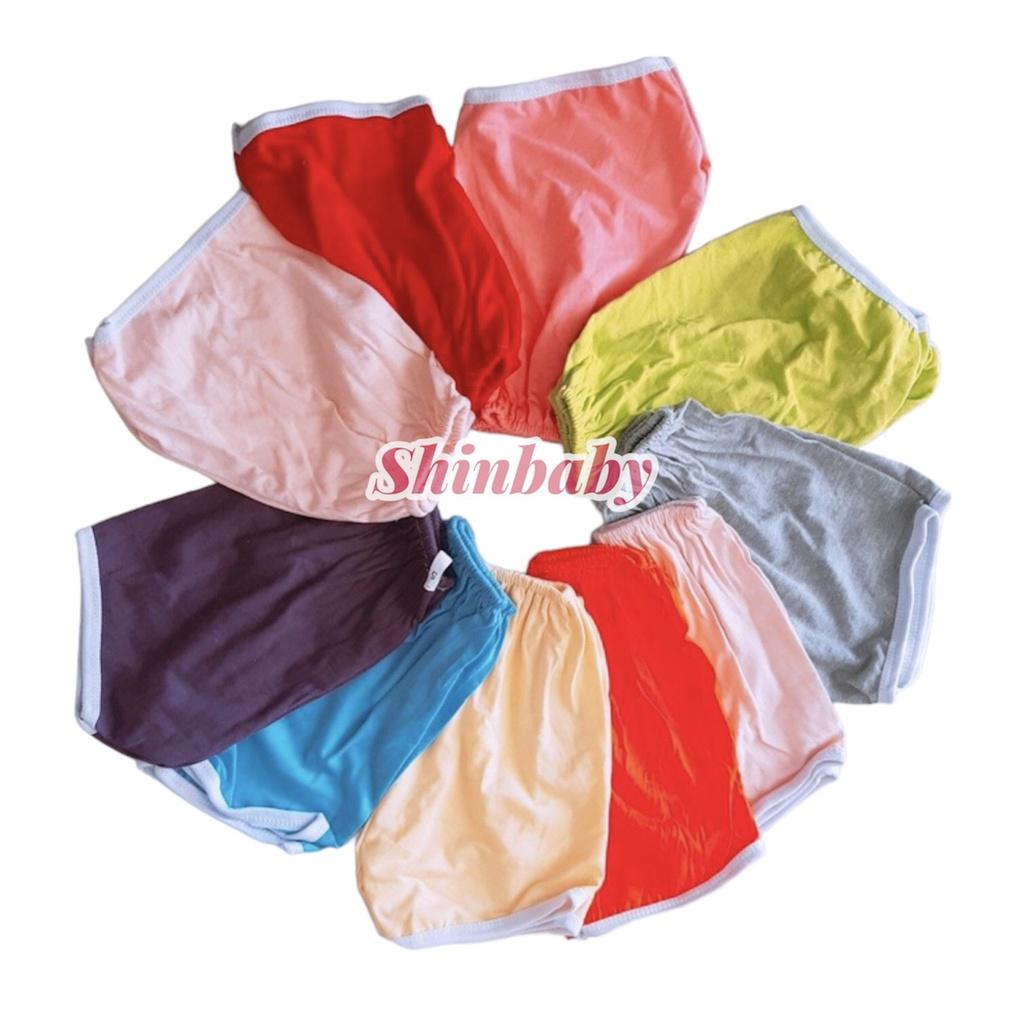 Set 10 quần đùi trơn nhiều màu cho bé vải cotton mỏng mềm mát bé mặc thoải mái