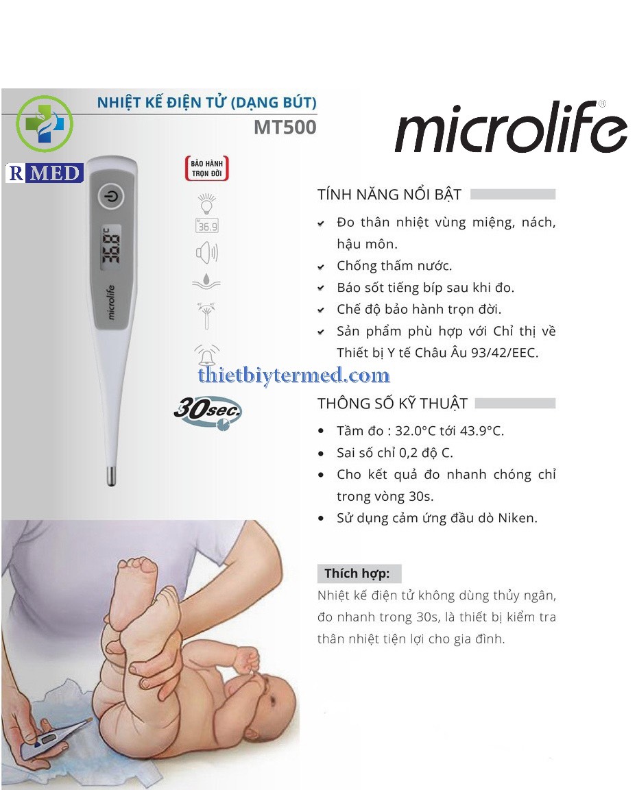 Nhiệt kế điện tử kẹp cách microlife MT500