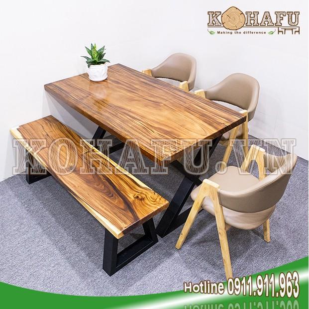 Mẫu bàn ăn gỗ me tây nguyên tấm hiện đại
