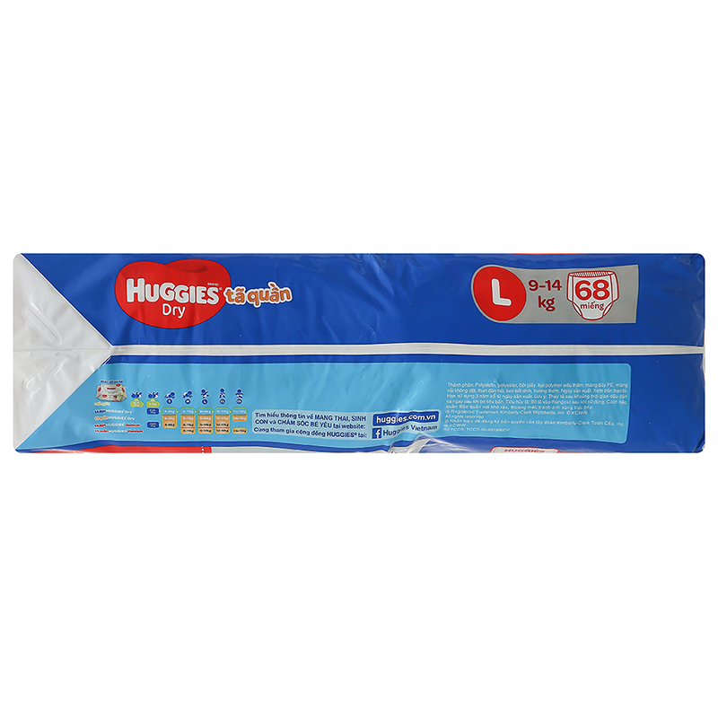 Tã quần Huggies Dry size L 68 miếng (cho bé 9 - 14kg)