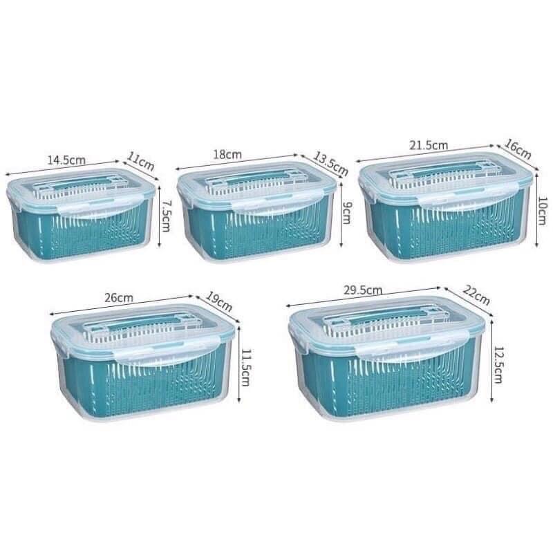 Hộp đựng đồ tủ lạnh - Set 5 hộp đựng đồ tủ lạnh có nắp đậy, 2 lớp cao cấp - 5 hộp đựng thực phẩm