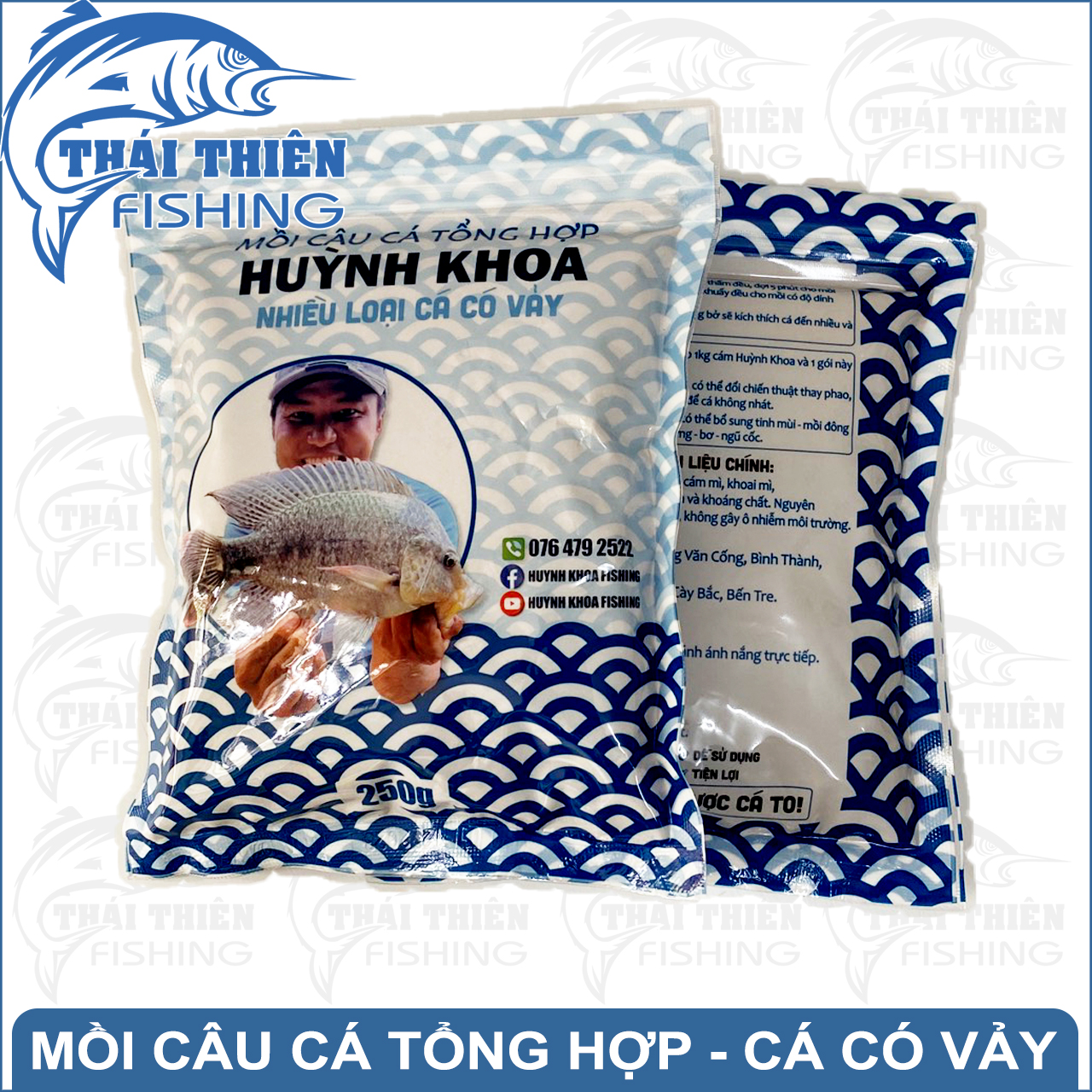 Mồi Câu Cá Tổng Hợp Huỳnh Khoa Gói 250g Dùng Câu Hồ Dịch Vụ, Sông Tự Nhiên Nhiều Loại Cá Có Vảy