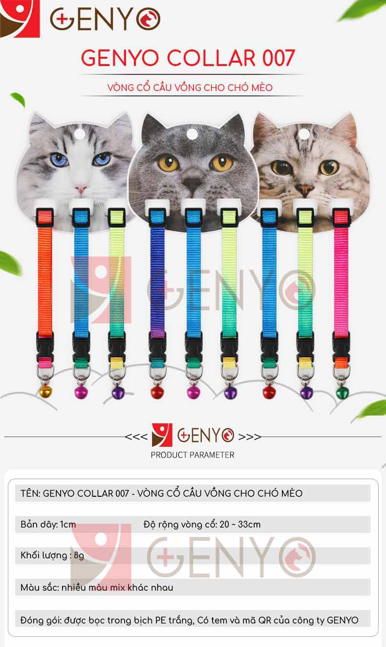 Vòng cổ cầu vồng cho chó mèo nhỏ - Genyo Collar 007 ( Màu giao ngẫu nhiên )