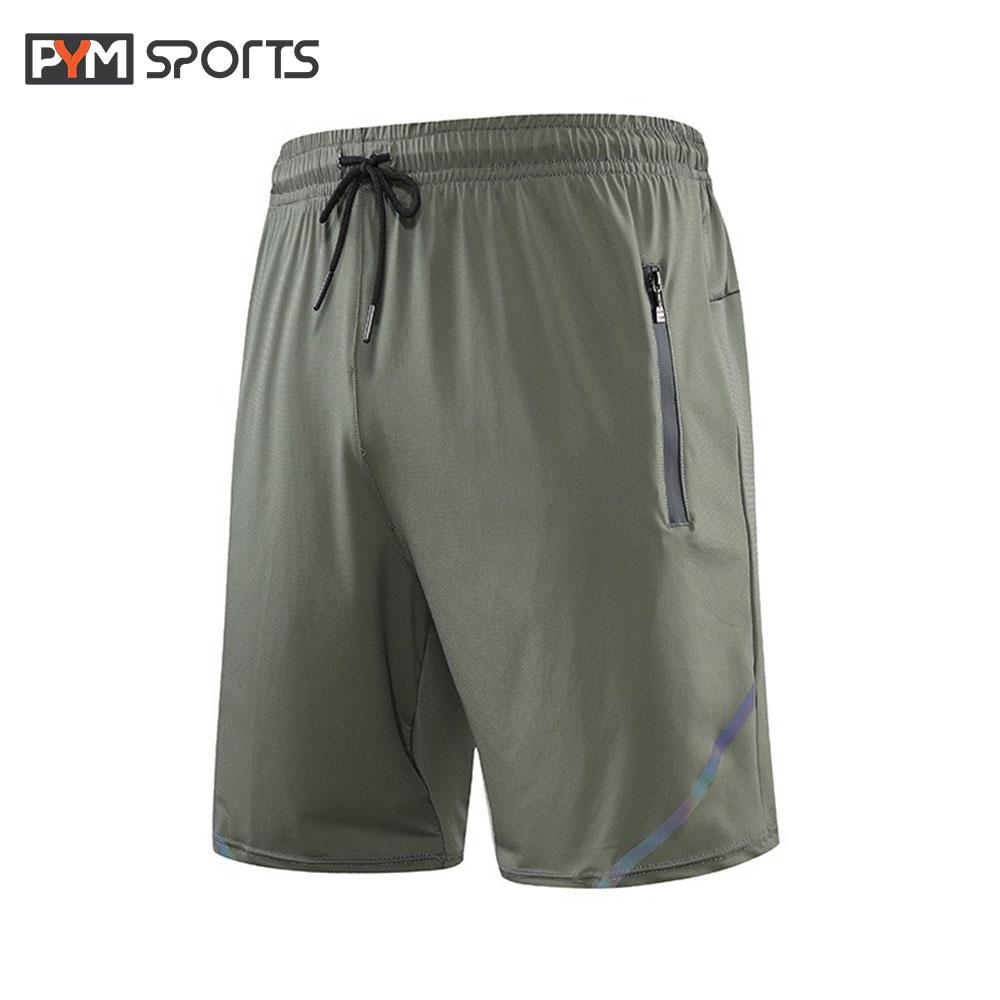 Quần đùi Nam tập gym, tập thể thao PYMSPORTS-PYMMQT002 thoải mái, thoáng mát, 3 màu đen, ghi đậm, ghi nhạt