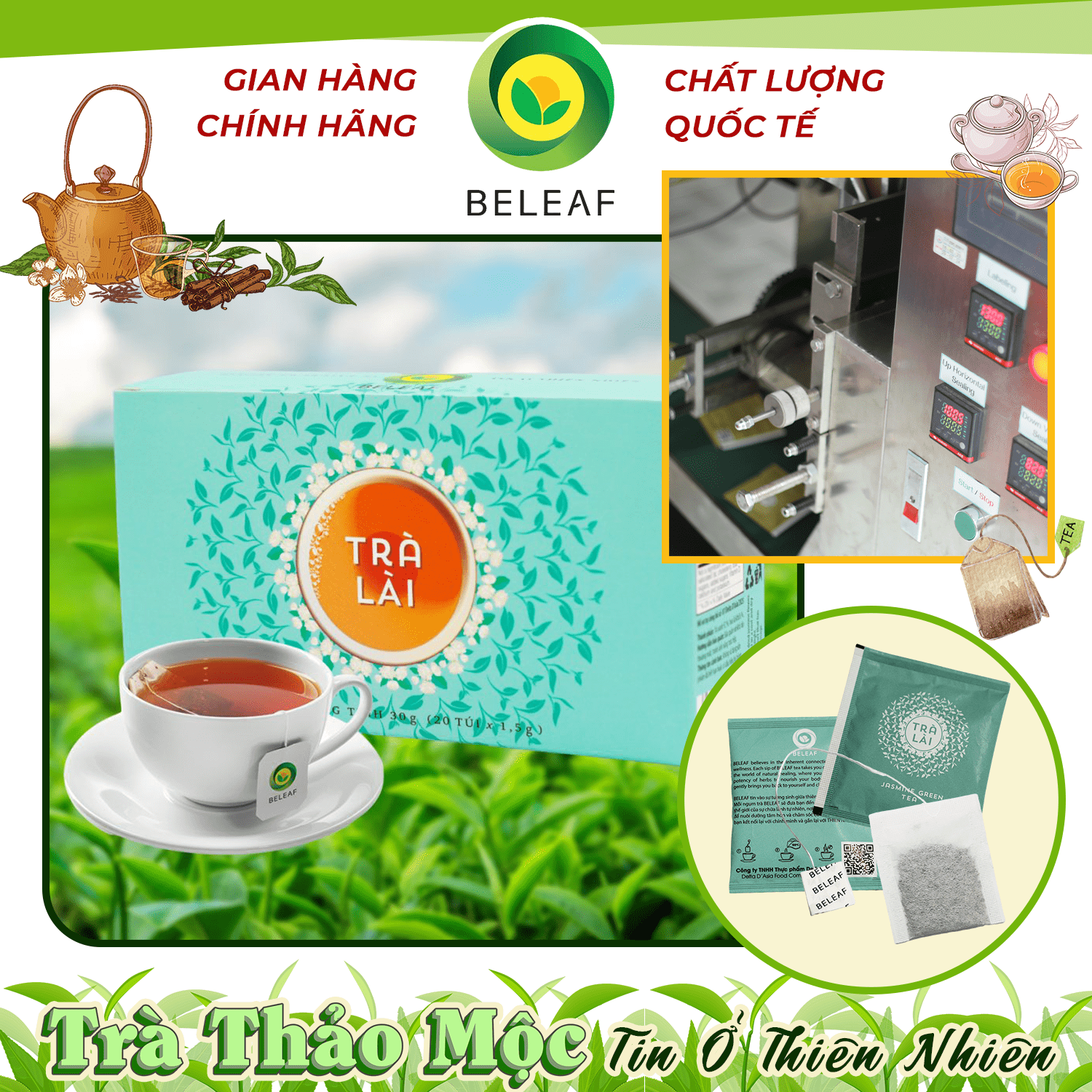 Trà Lài (Trà Xanh Hoa Lài) Jasmine Green Tea - Trà Thảo Mộc Beleaf hỗ trợ phòng tránh cảm lạnh