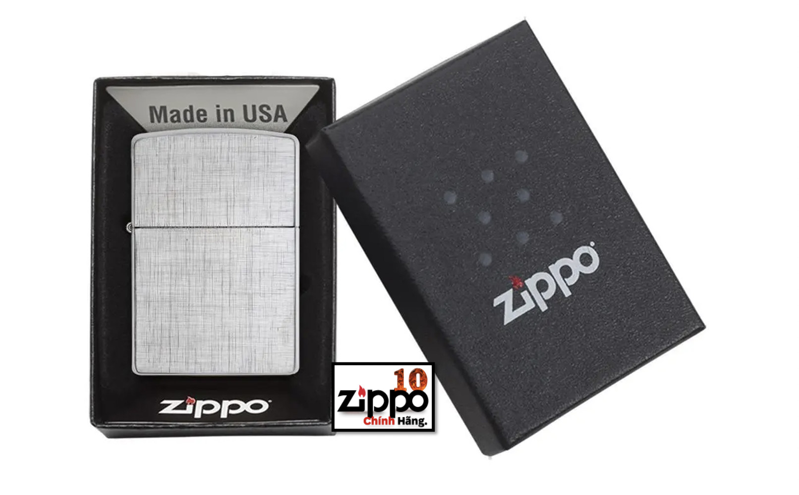 Bật lửa Zippo 28181 Classic Linen Weave - Chính hãng 100%