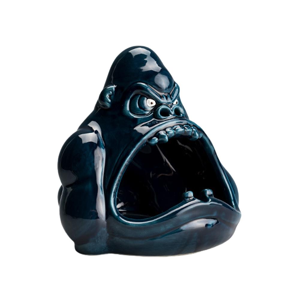 Ceramic Ashtray Orangutan Shape Big Mouth Cartoon Animal Large Capacity Ash Tray Holder Incense Cone Burner for Car Home Office