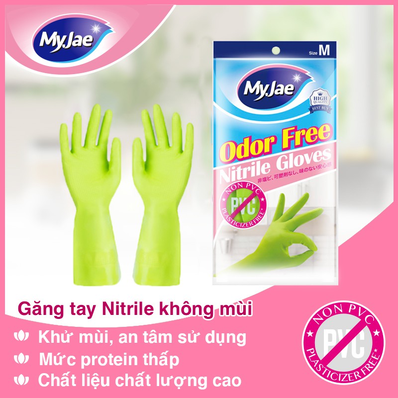 (Chọn Size) Găng tay Nitrile Không Mùi MyJae Rửa Chén, Bát, Dọn Dẹp Nhà Cửa