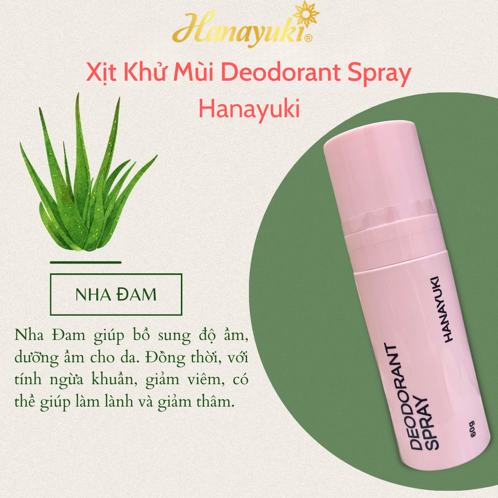 Xịt Khử Mùi Hanayuki Chính Hãng Xịt Thơm Cơ Thể Deodorant Spray Giúp Khử Mùi Giảm Tiết Mồ Hôi 60g