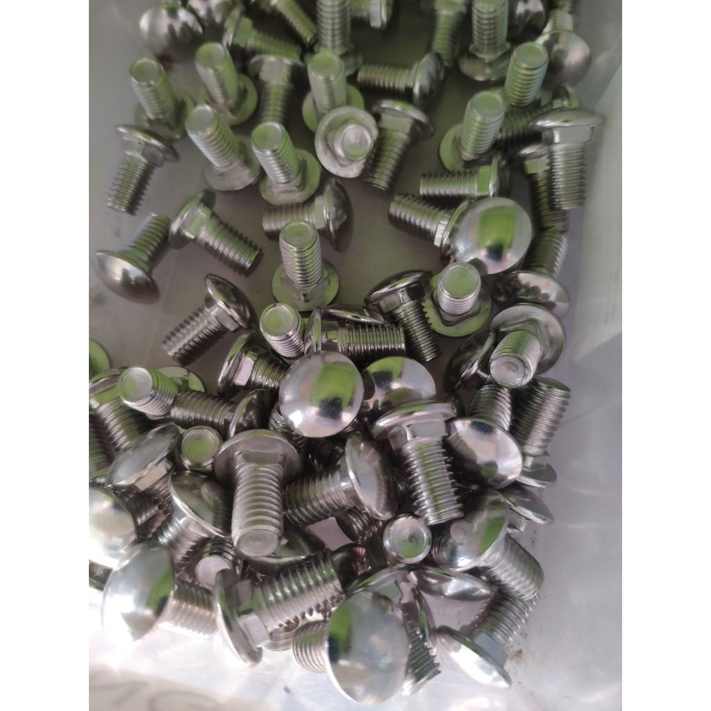 Bulong đầu tròn cổ vuông inox 201 M6 Combo 50 chiếc