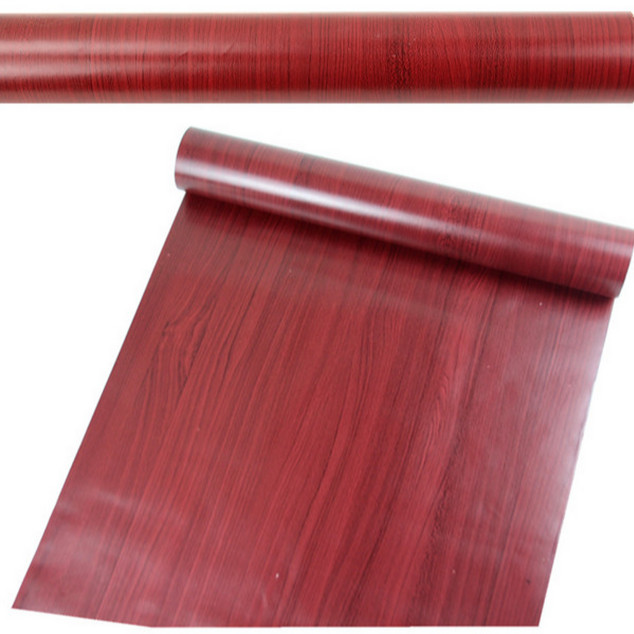 Cuộn 5m Decal Giấy Dán Tường VÁN NÂU ĐỎ