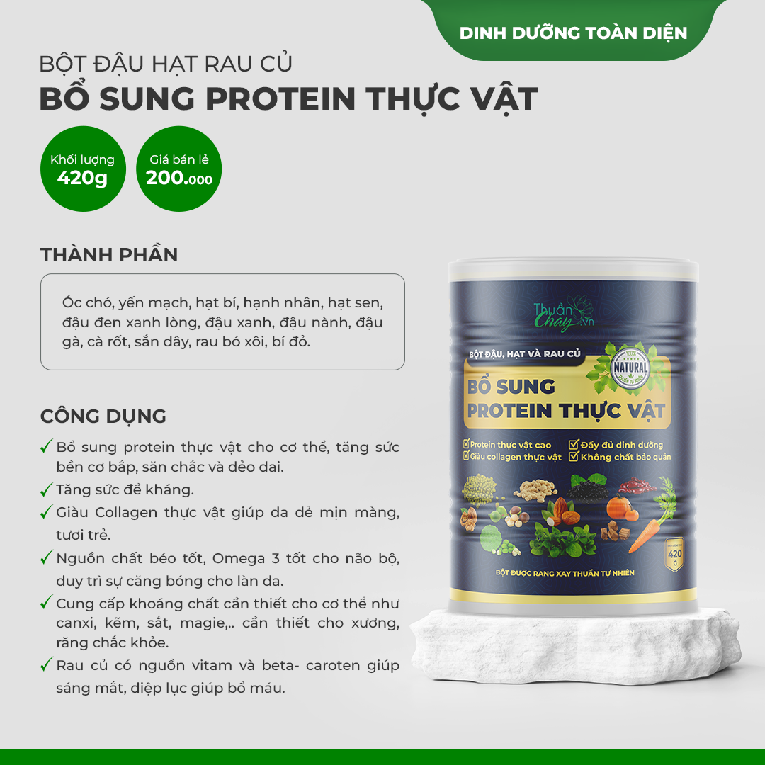 BỘT ĐẬU HẠT RAU CỦ BỐ SUNG PROTEIN THỰC VẬT (420g)