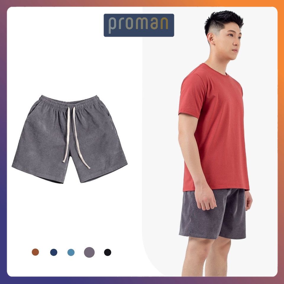 Quần đùi nam thể thao chất nhung co dãn cao cấp, quần short nam mặc nhà mềm mịn thấm hút mồ hôi QD06 - PROMAN